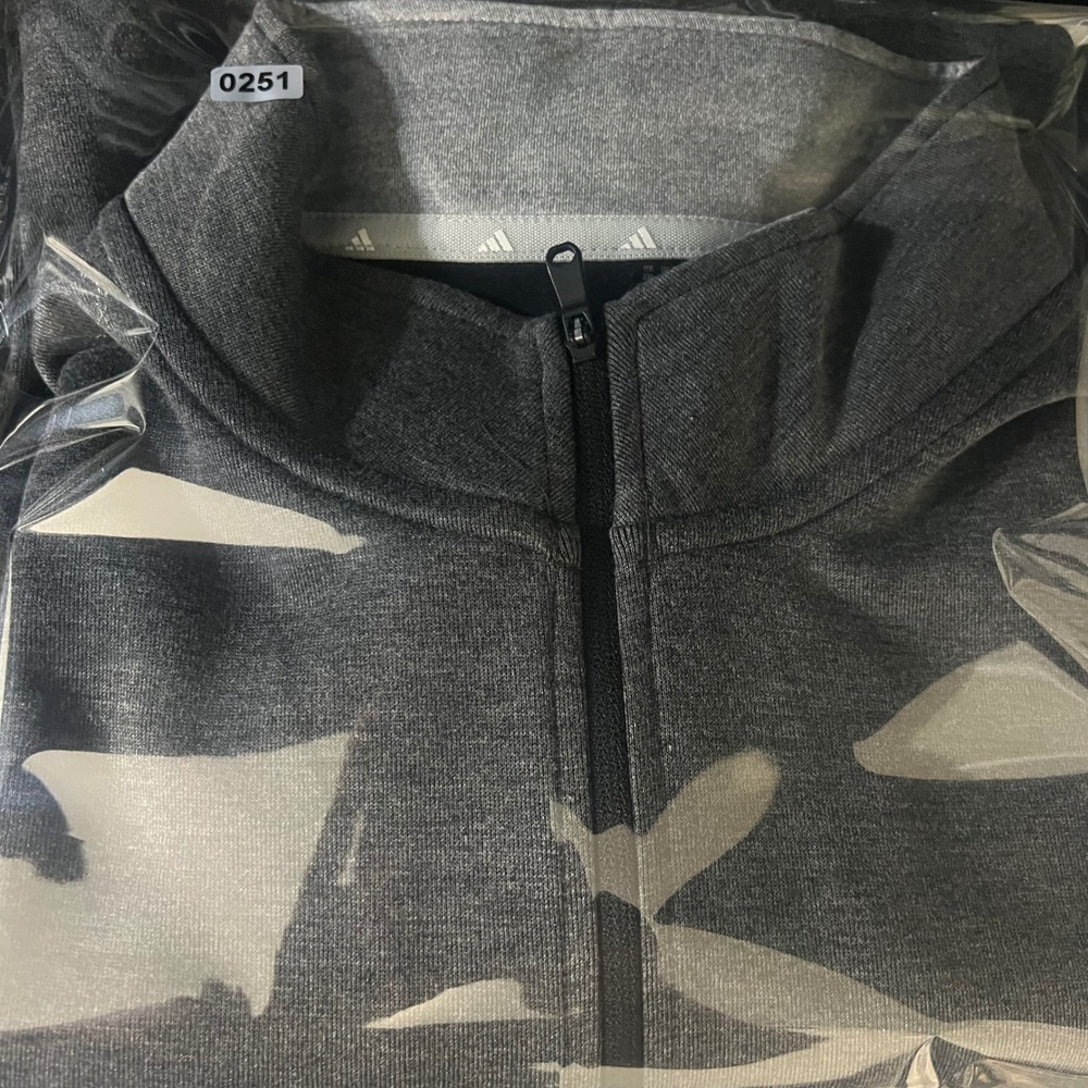 Adidas Mens 2XL Quarter Zip Pullover Heathered Grey Mock Neck Athletic Sweater - Picture 12 of 12